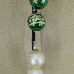1970s Retro Green & Silver Ornaments